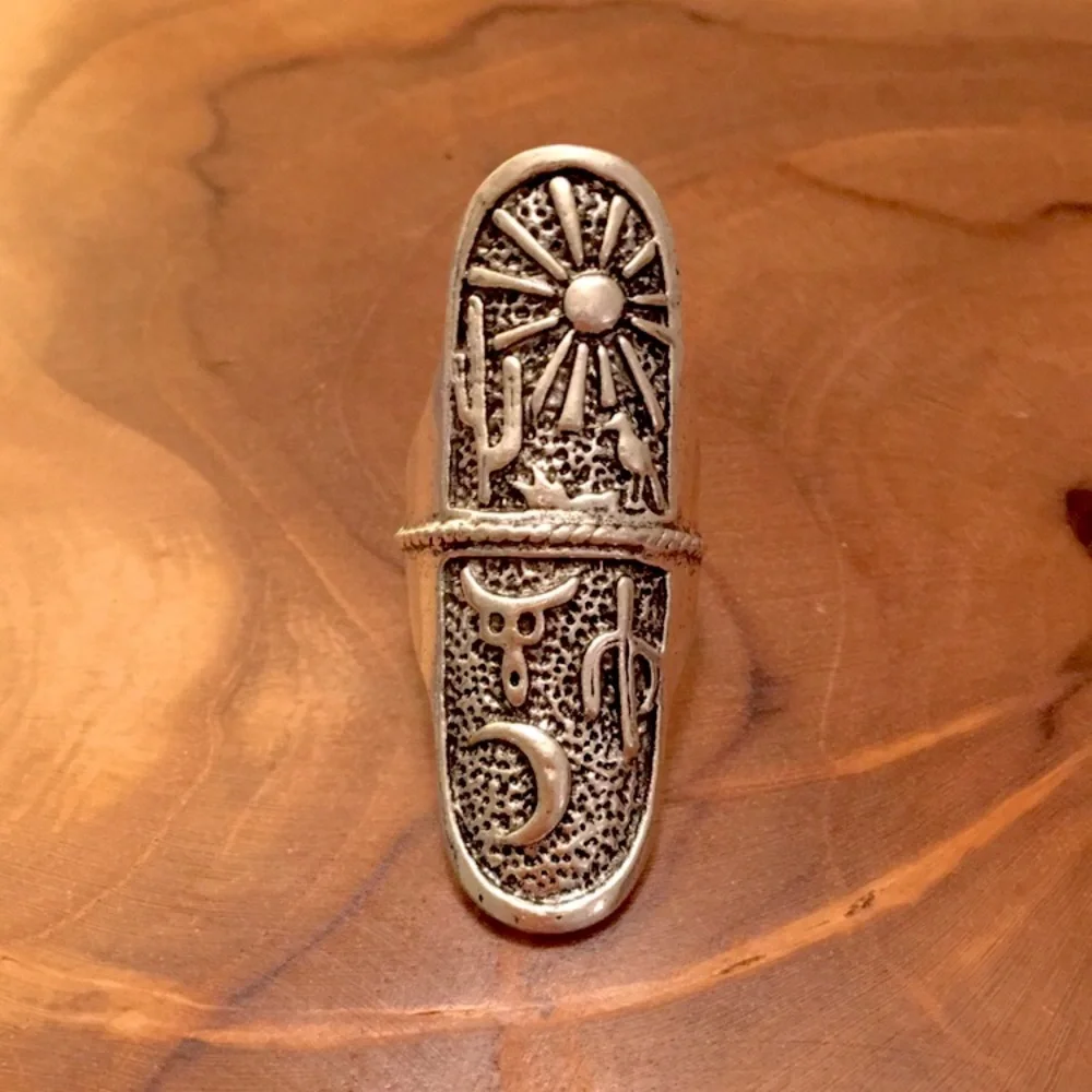 Silver Tribal Reversible Boho Statement Ring